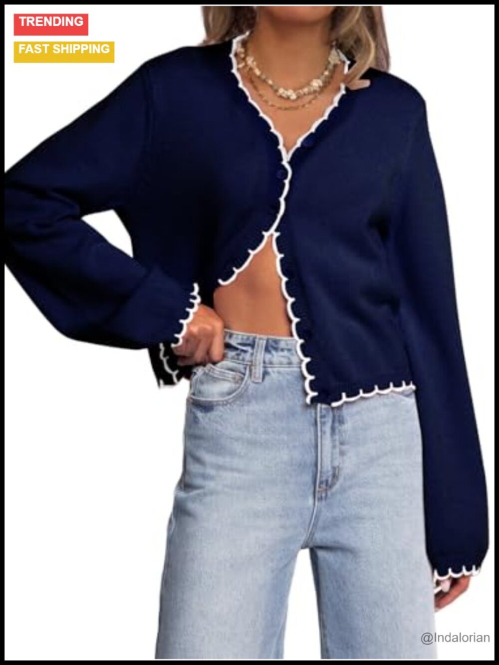 Women's Cropped Cardigan Open Front Long Sleeve Knit Sweater